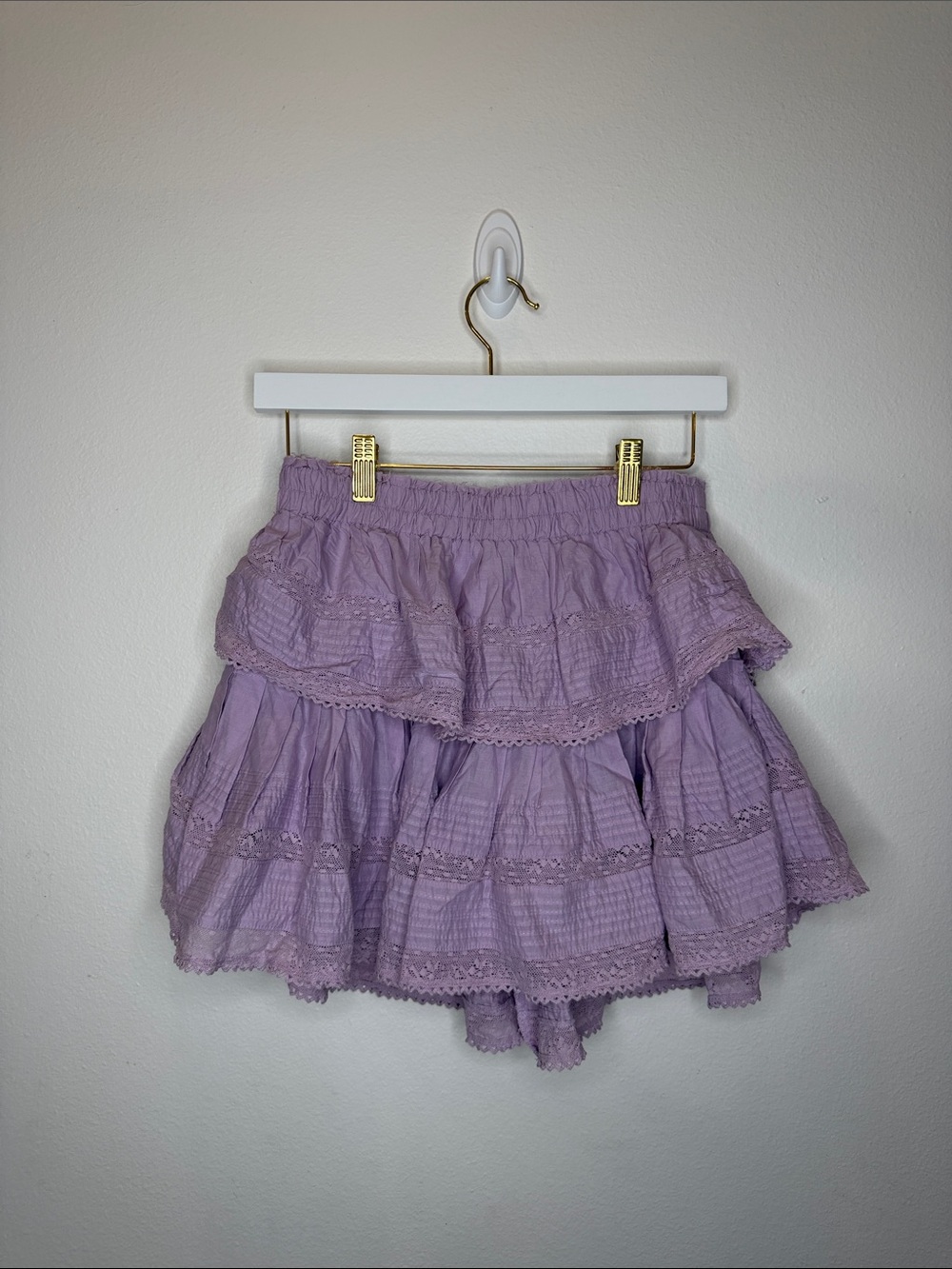LoveShackFancy Lavender Tiered Mini Skirt